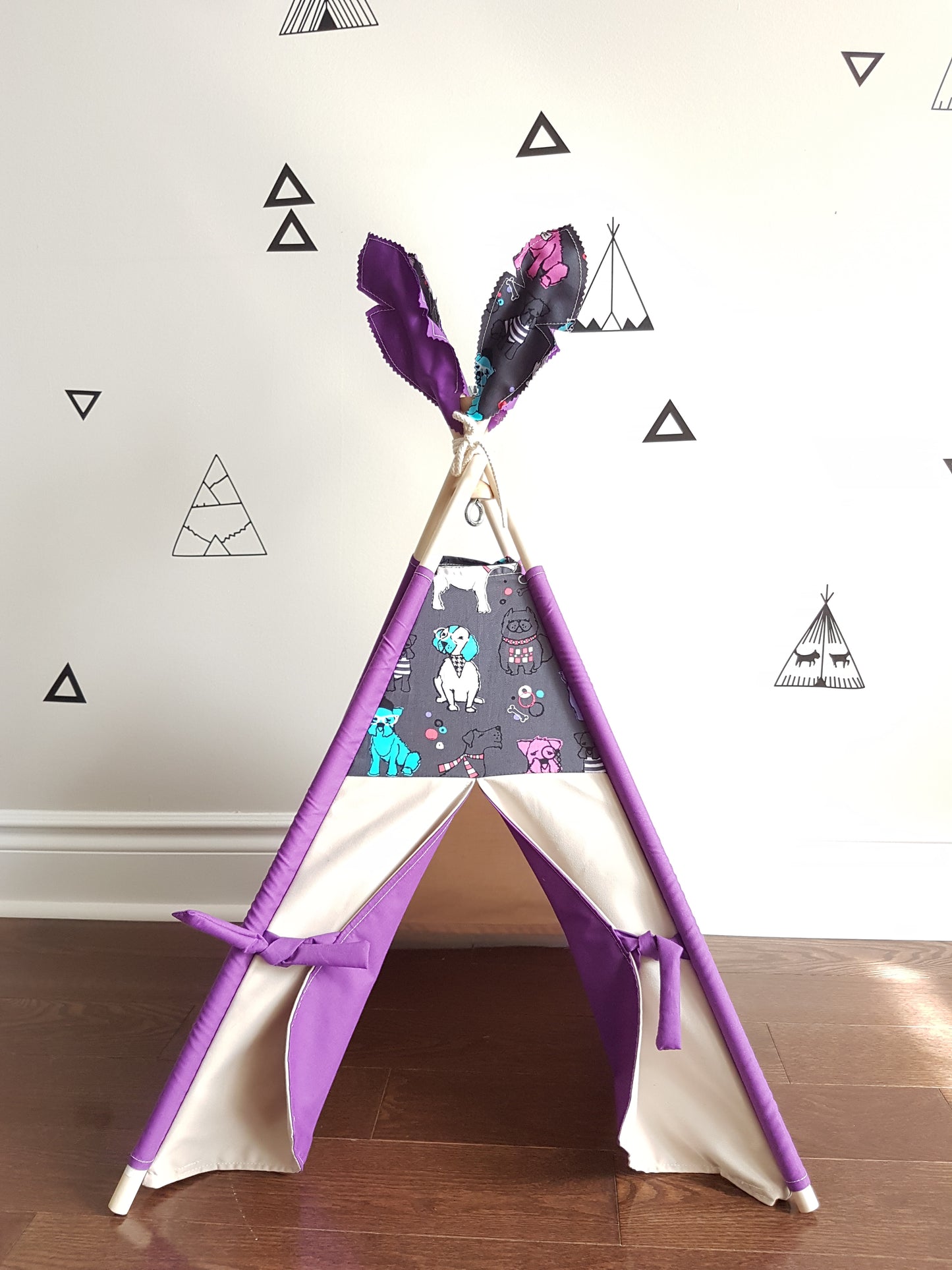 Best Friends Grey and Purple lining pet/kid teepee tent. image 5