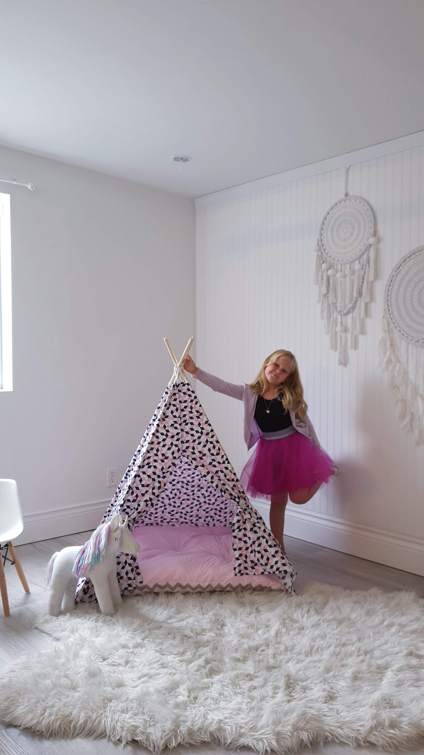 Pink abstract Baby size or Large Pet's size Teepee Tent. image 5
