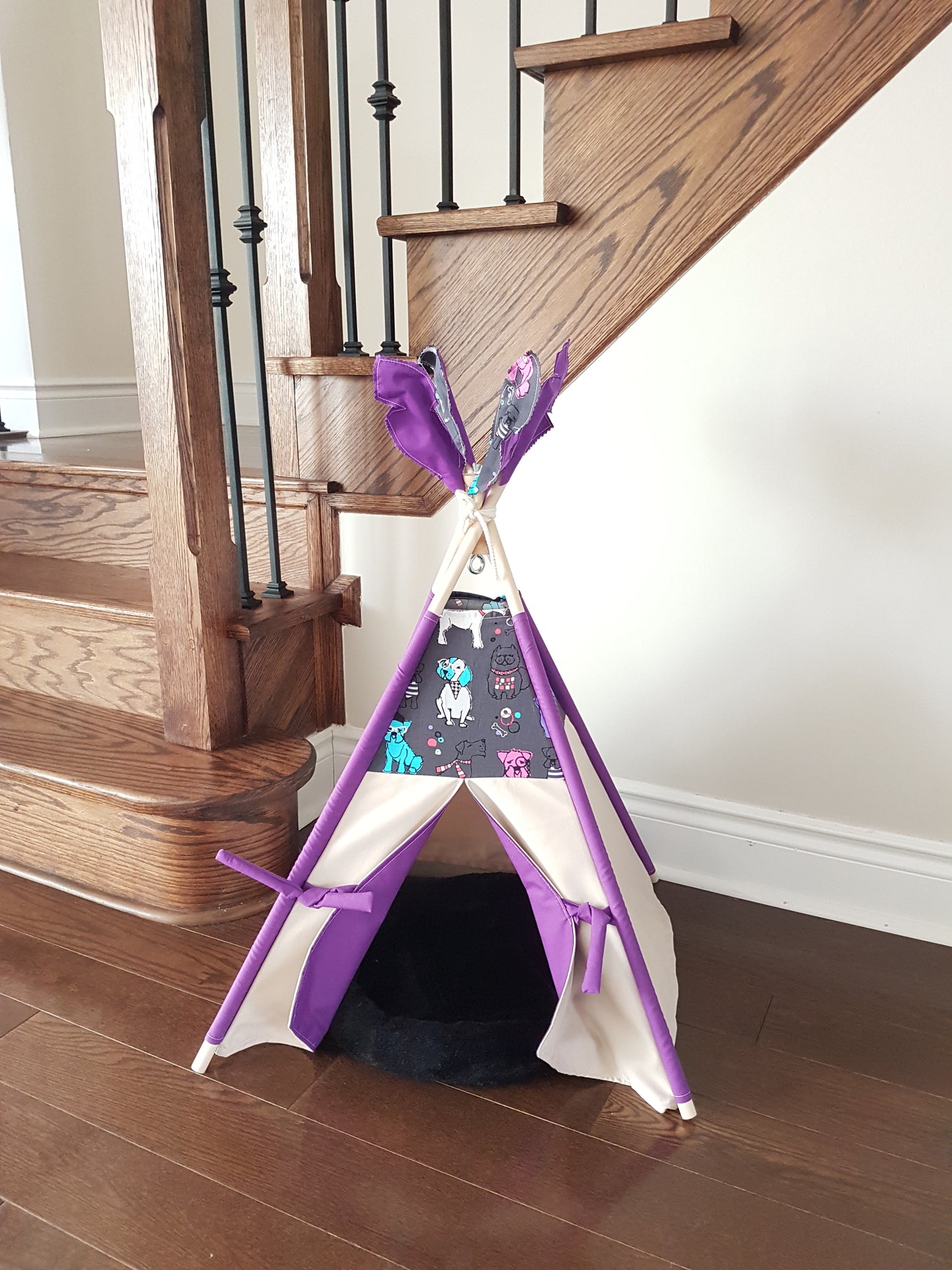 Best Friends Grey and Purple lining pet/kid teepee tent. image 0