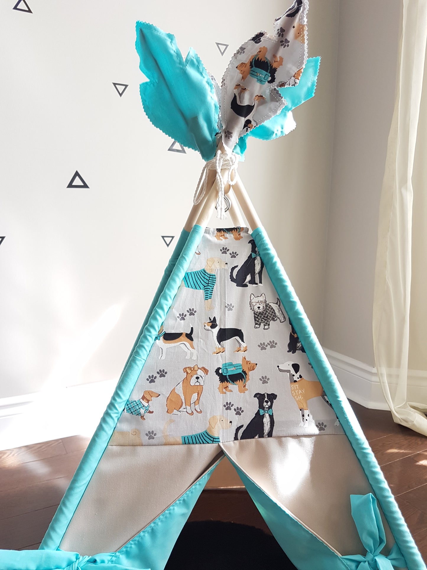 Best Friends Turquoise Lining pet/kid teepee tent. image 1