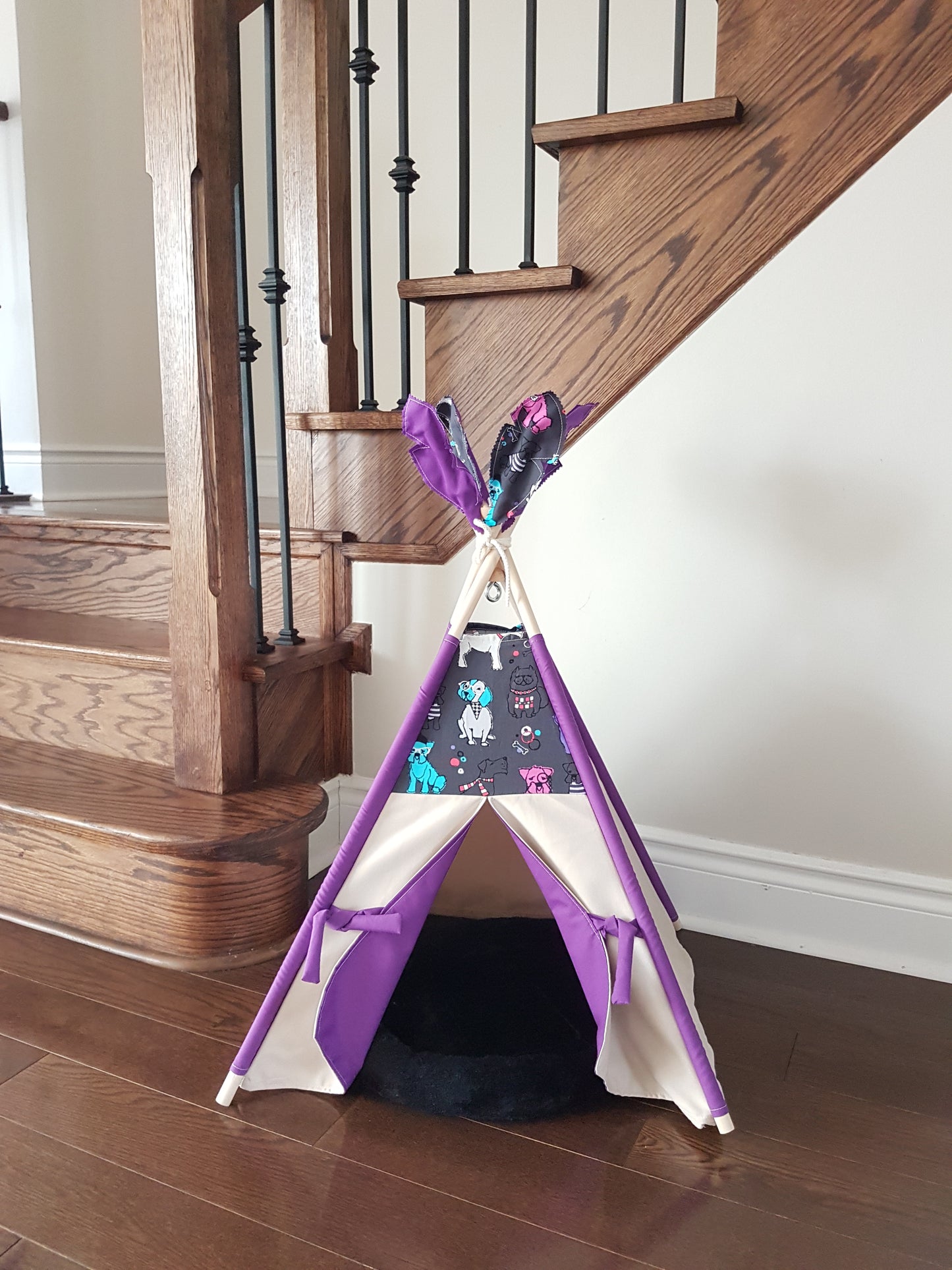 Best Friends Grey and Purple lining pet/kid teepee tent. image 9