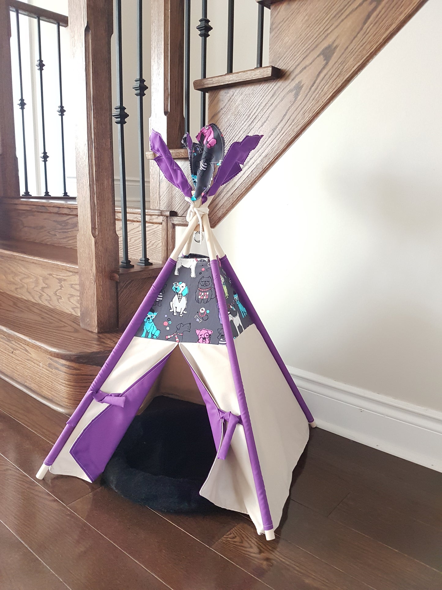 Best Friends Grey and Purple lining pet/kid teepee tent. image 8