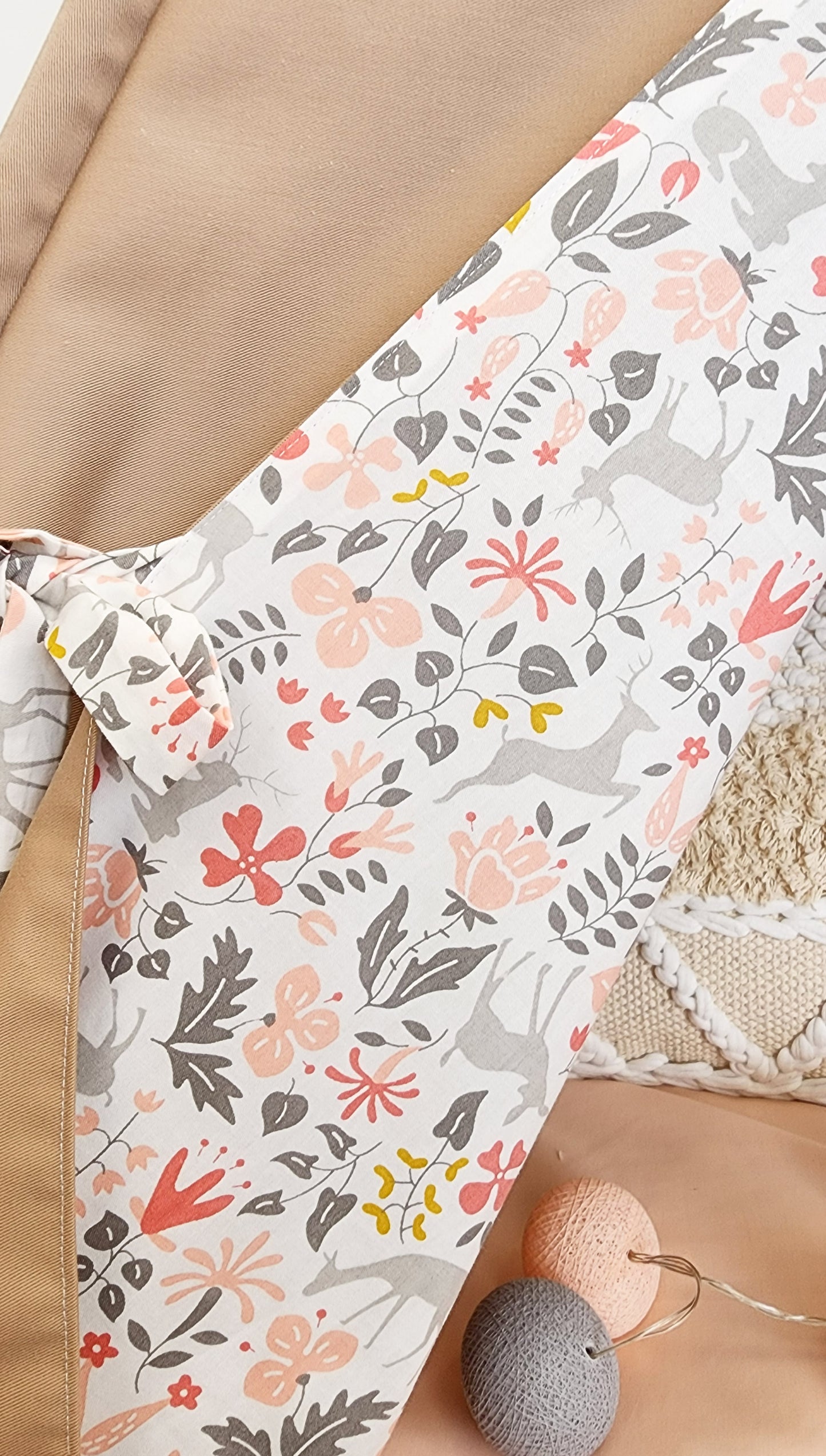 Peach Tiny flowers and Cardboard Teepee with Window image 4