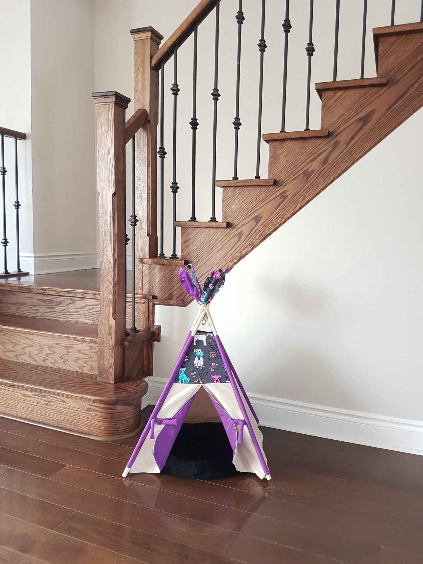 Best Friends Grey and Purple lining pet/kid teepee tent. image 7