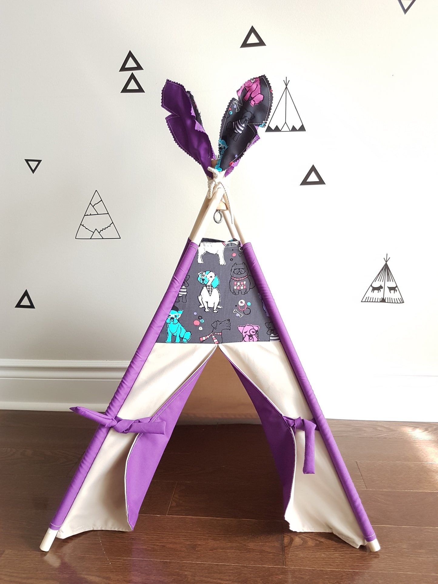 Best Friends Grey and Purple lining pet/kid teepee tent. image 3