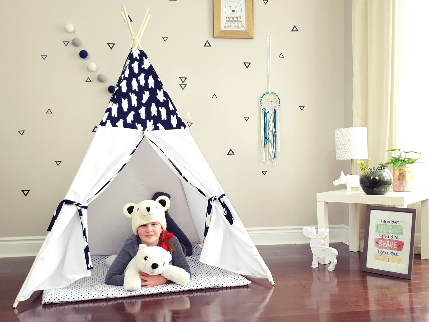 Polar Bear Navy and White Teepee image 0