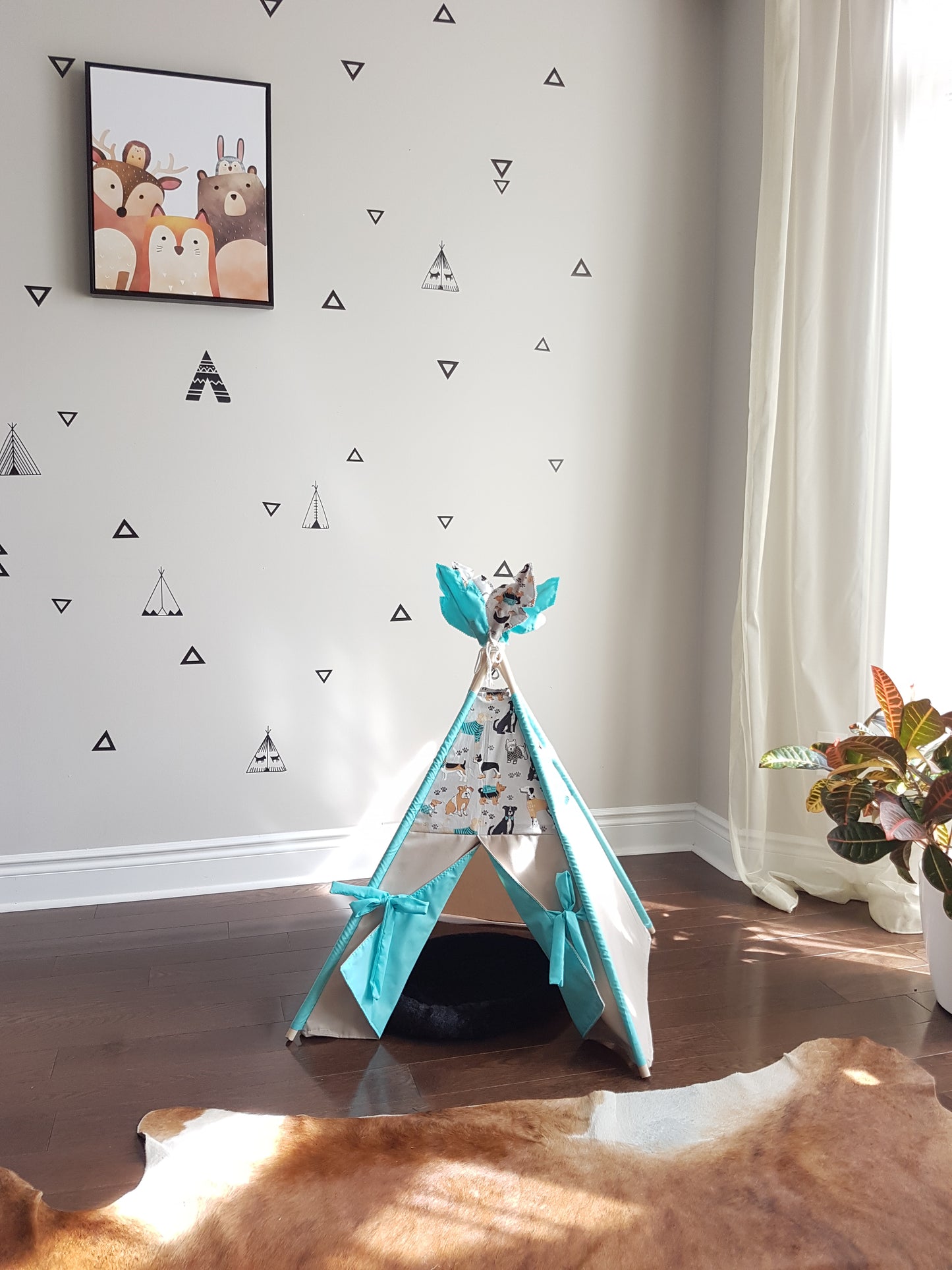 Best Friends Turquoise Lining pet/kid teepee tent. image 7