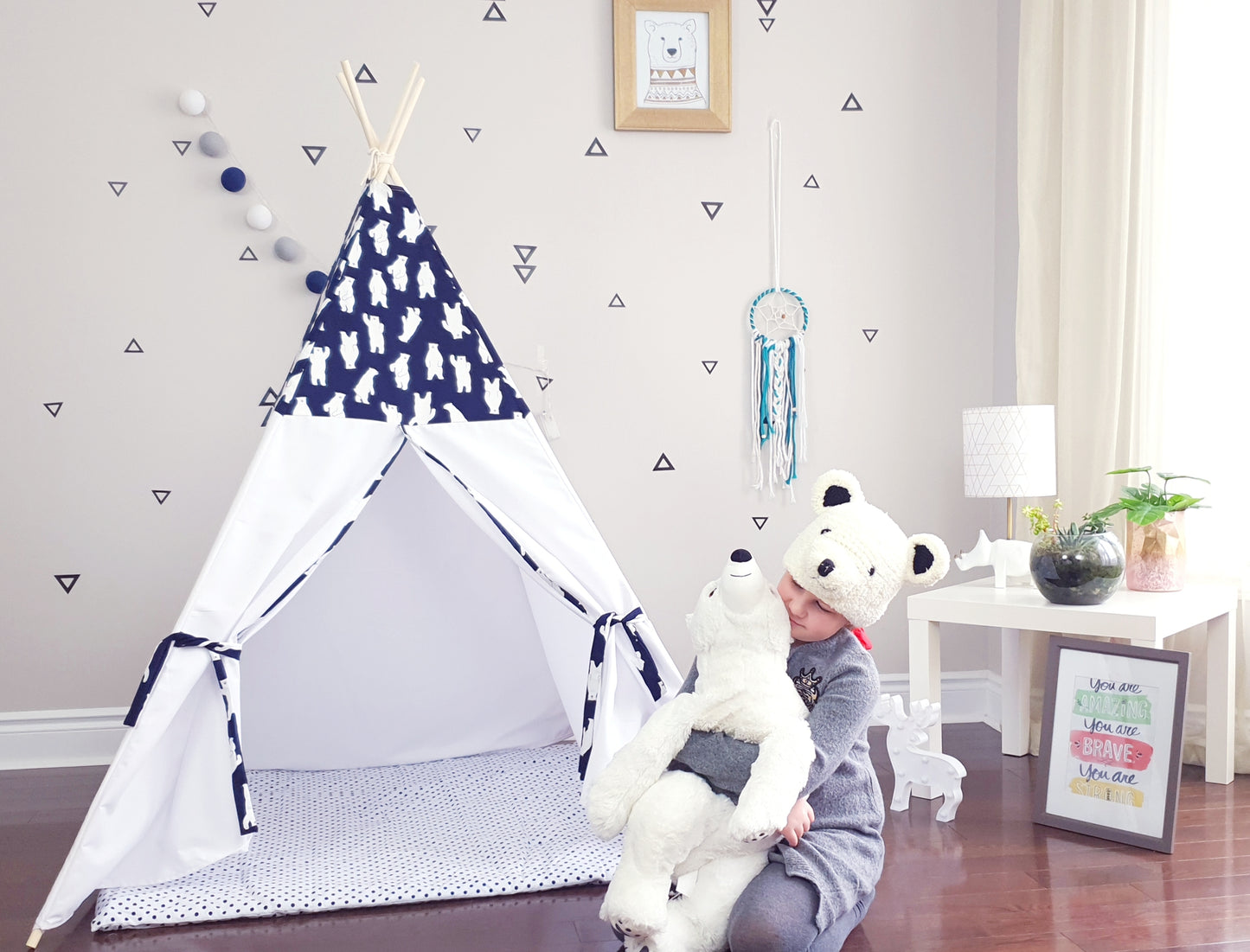Polar Bear Navy and White Teepee image 4
