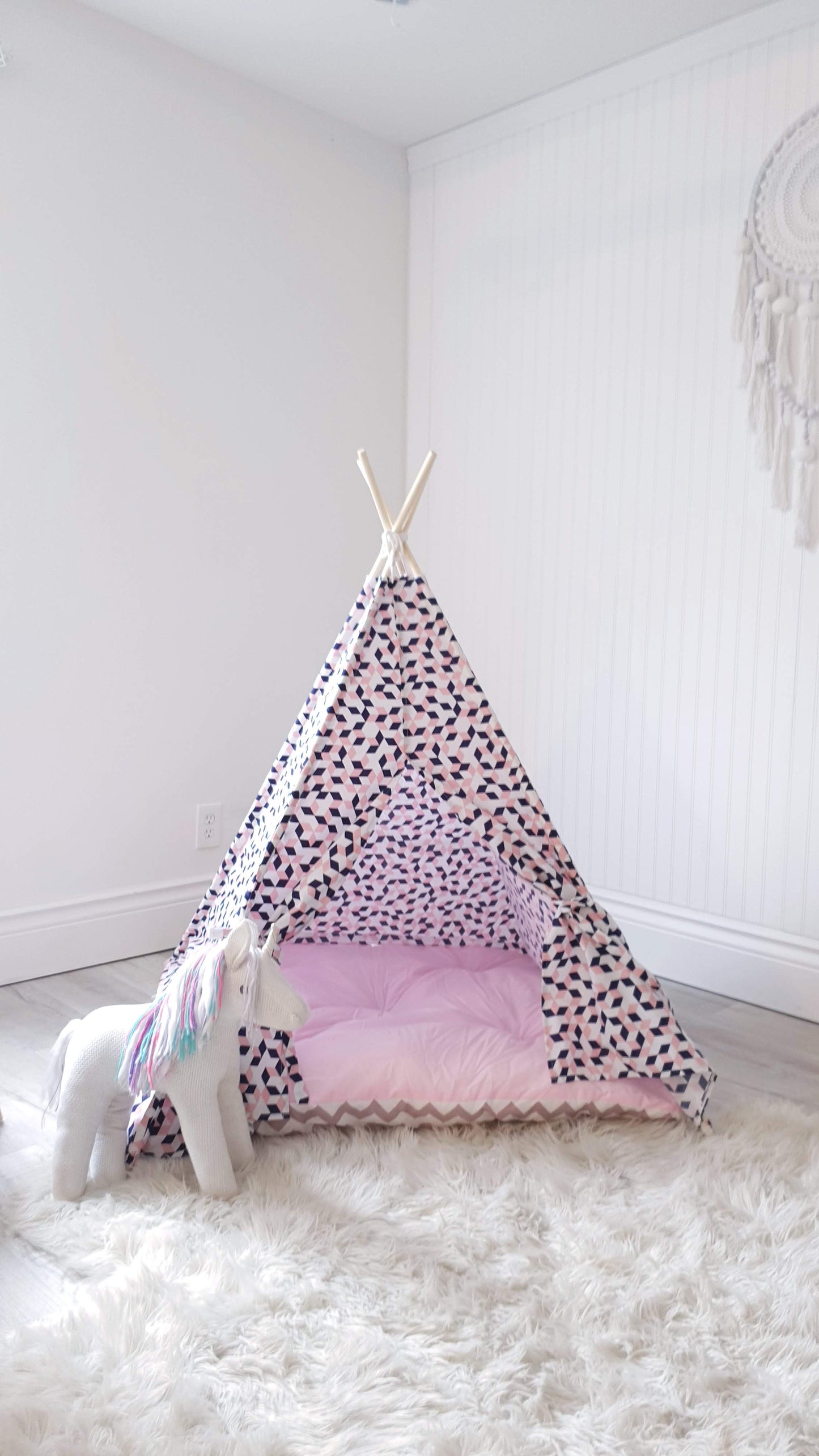 Pink abstract Baby size or Large Pet's size Teepee Tent. image 4