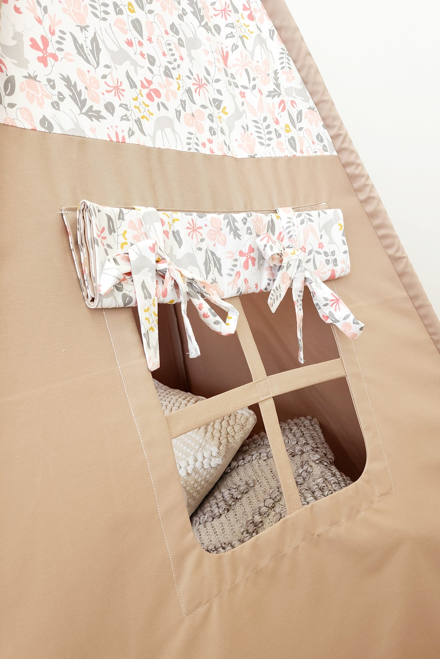 Peach Tiny flowers and Cardboard Teepee with Window image 6
