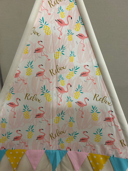 “Relax & Shine” Flamingo Teepee – With Window