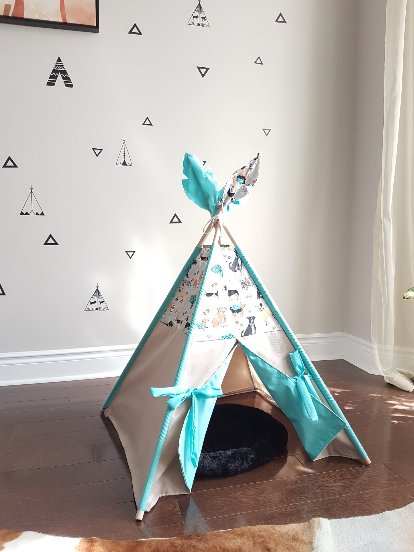 Best Friends Turquoise Lining pet/kid teepee tent. image 8
