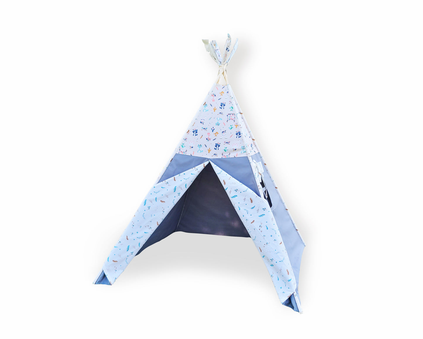 Racoons Foxes Teepees & Bunnies Grey Play Teepee Tent with Window image 8