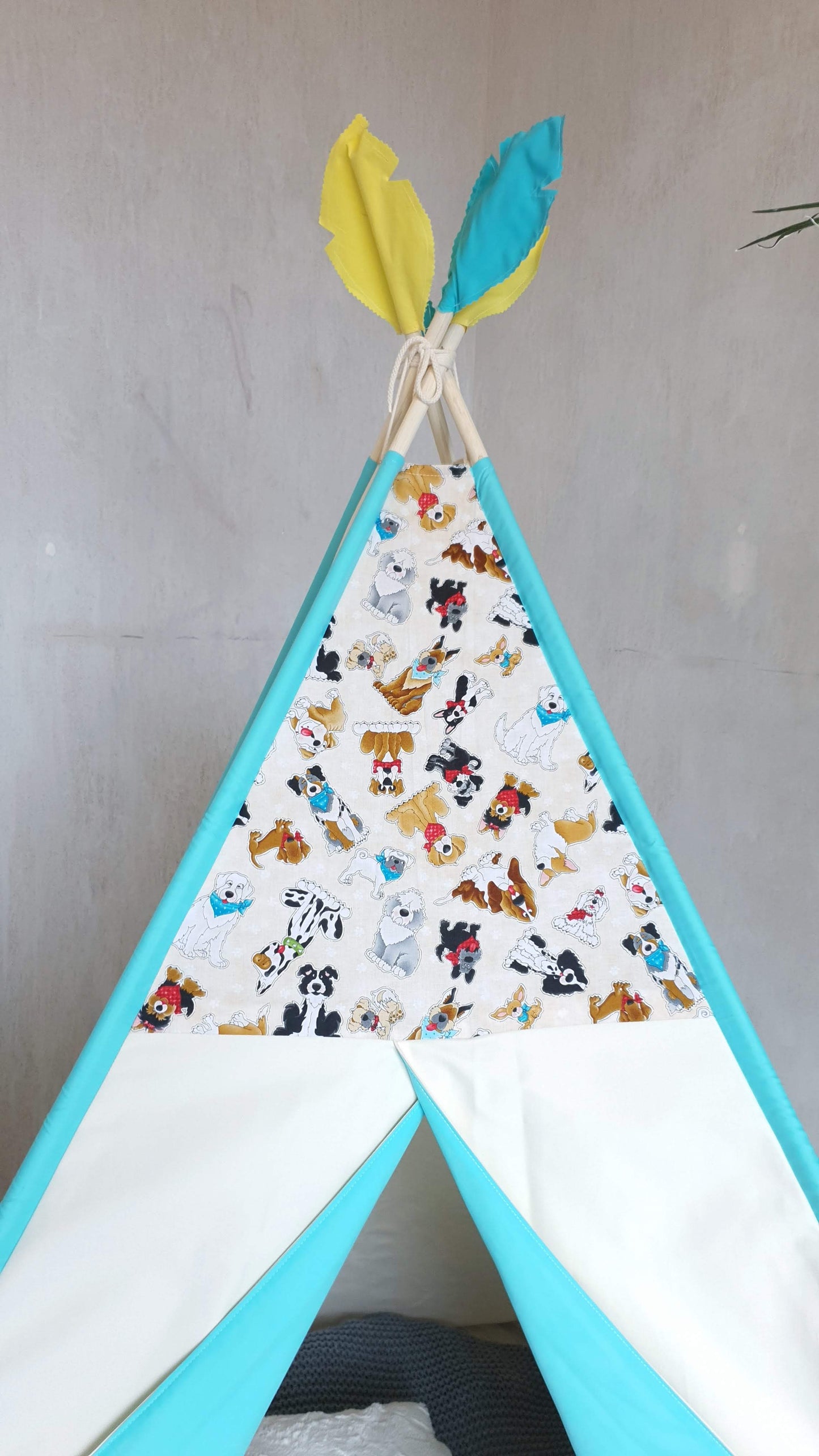 Dog Lovers Turquoise Ivory Teepee image 1