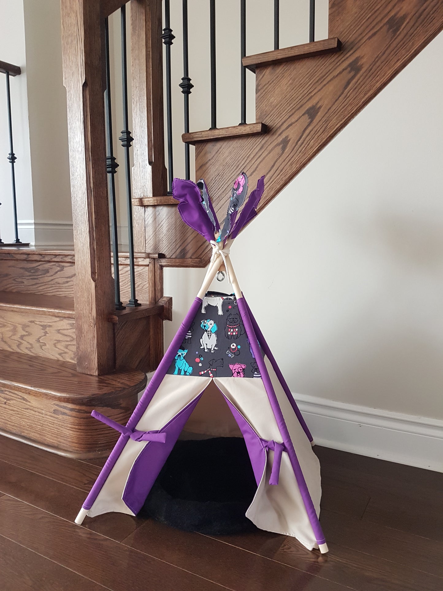 Best Friends Grey and Purple lining pet/kid teepee tent. image 6
