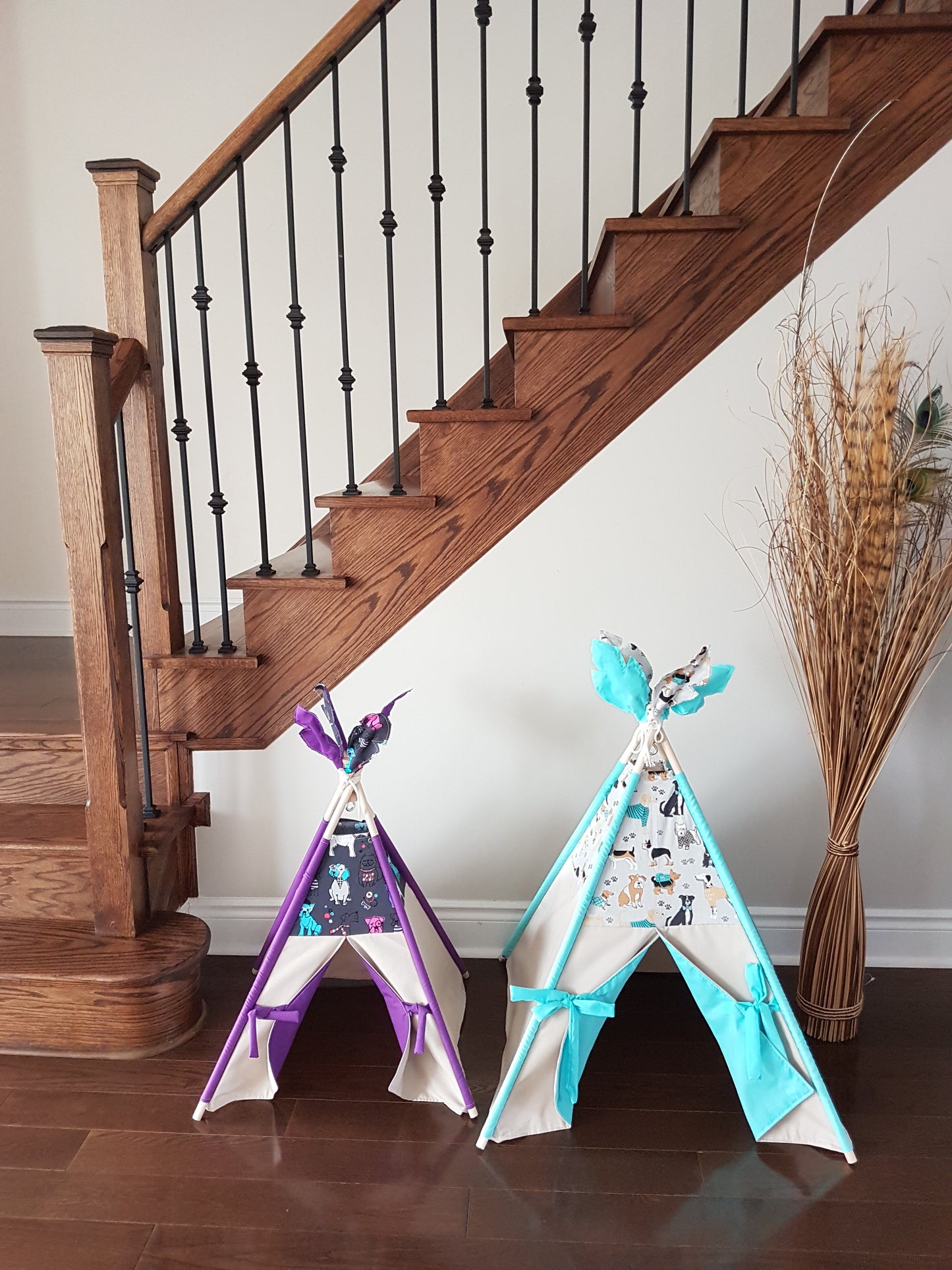Best Friends Grey and Purple lining pet/kid teepee tent. image 2