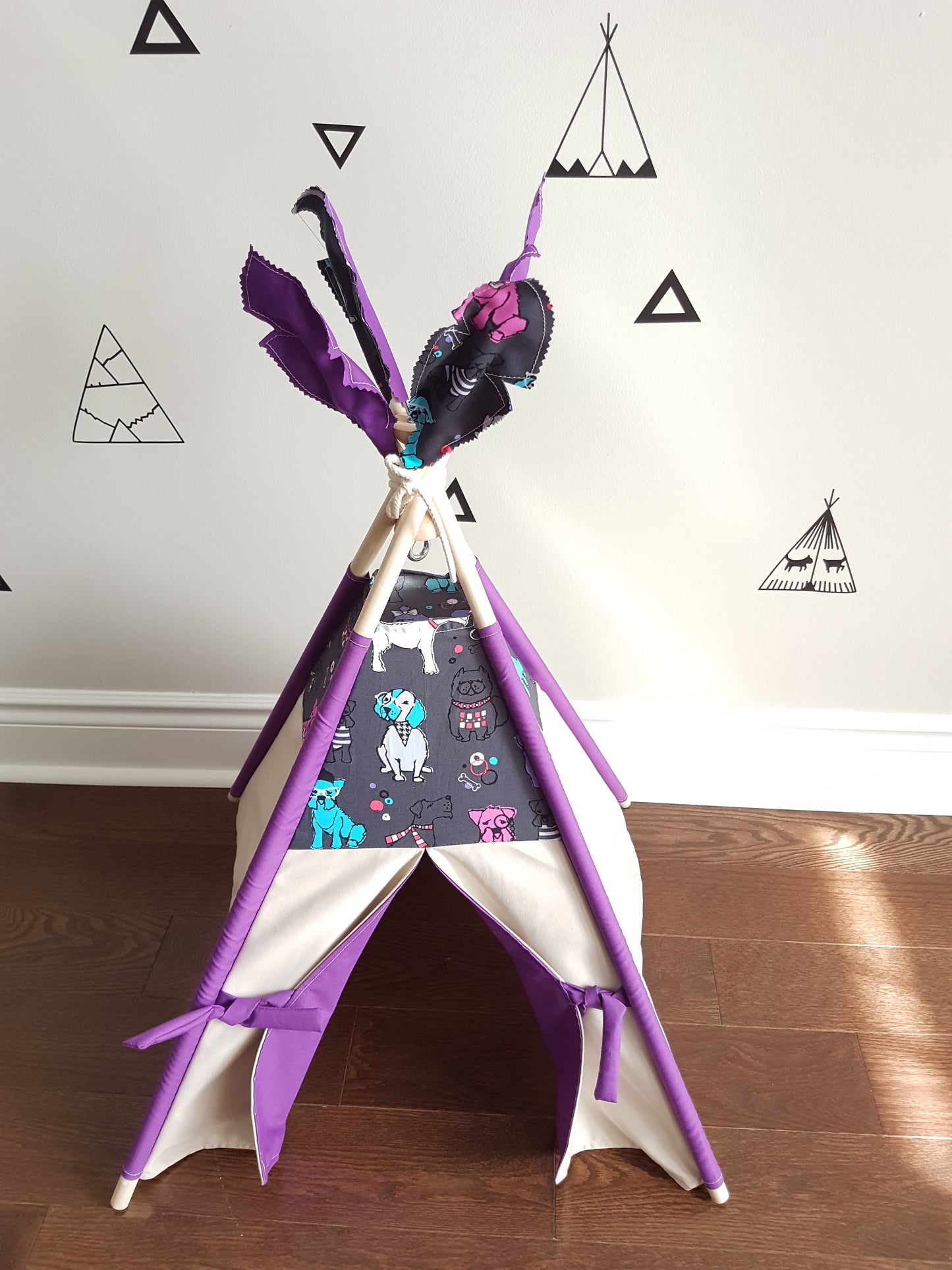 Best Friends Grey and Purple lining pet/kid teepee tent. image 10