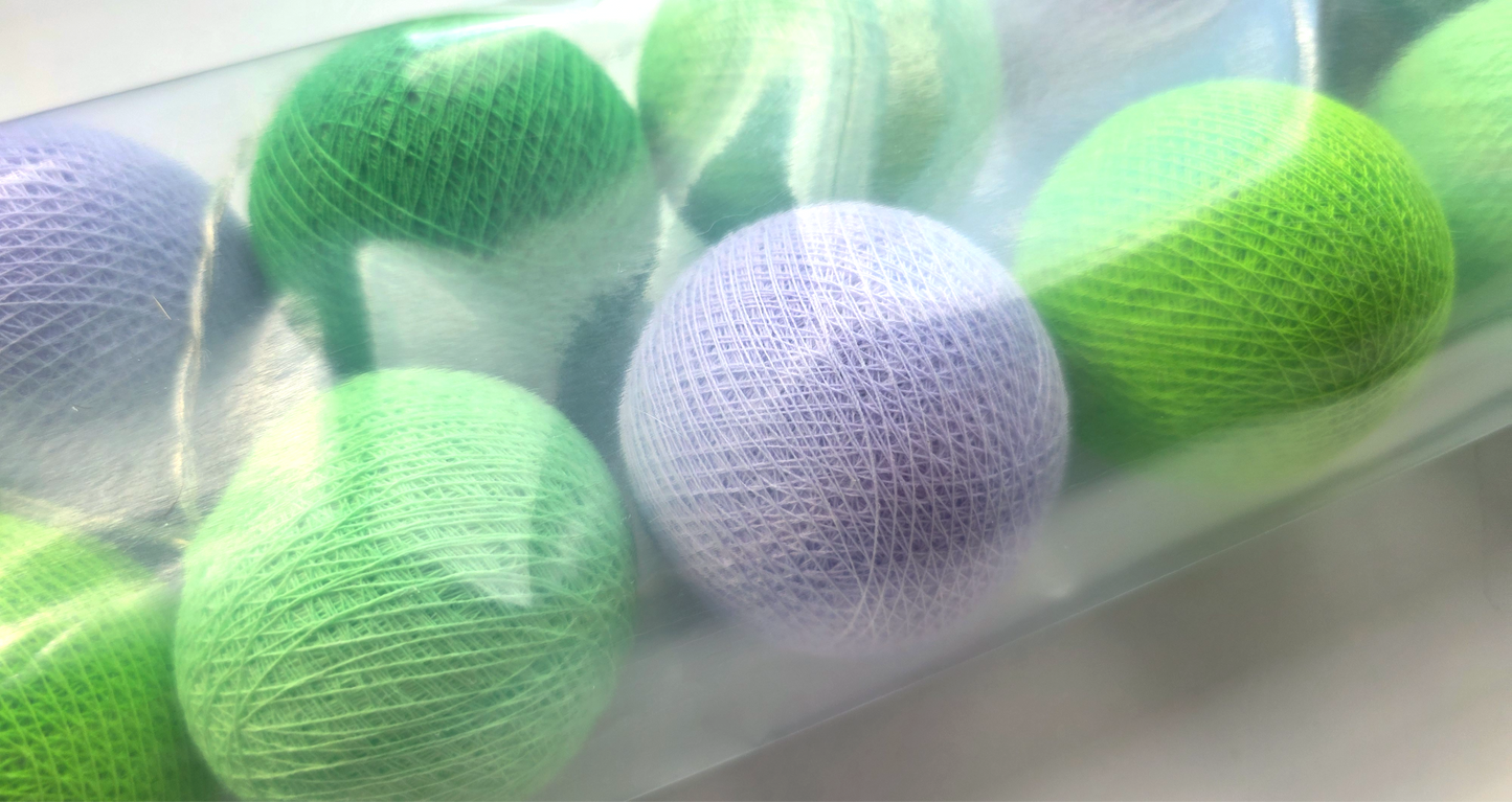 Lime Green / Dark Green / Light Green / Lavender Balls String Light