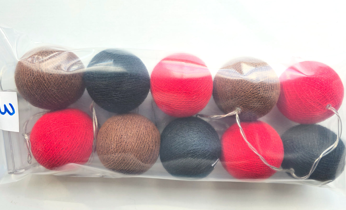 Red / Brown / Black Cotton Balls String Light
