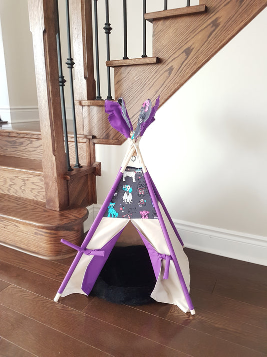 Best Friends Grey and Purple lining pet/kid teepee tent. image 0