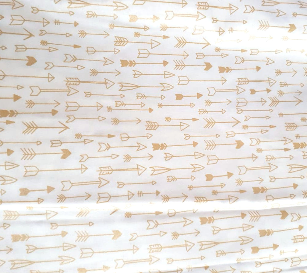 Golden arrows on white fabric 240cm wide, 50cm image 0