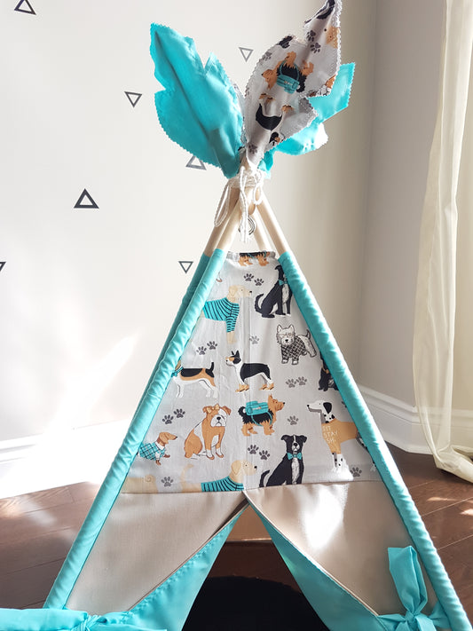 Best Friends Turquoise Lining  pet/kid teepee tent. image 1