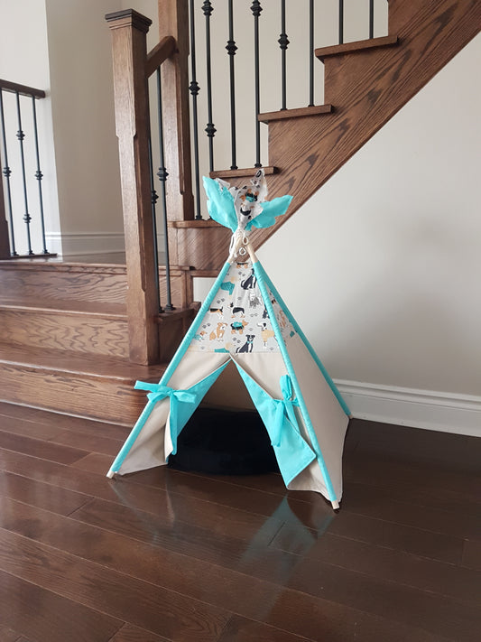 Best Friends Turquoise Lining  pet/kid teepee tent. image 0