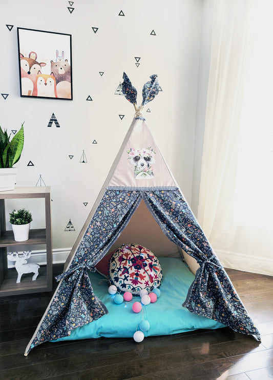 Racoon with flowers Teepee Tent image 0