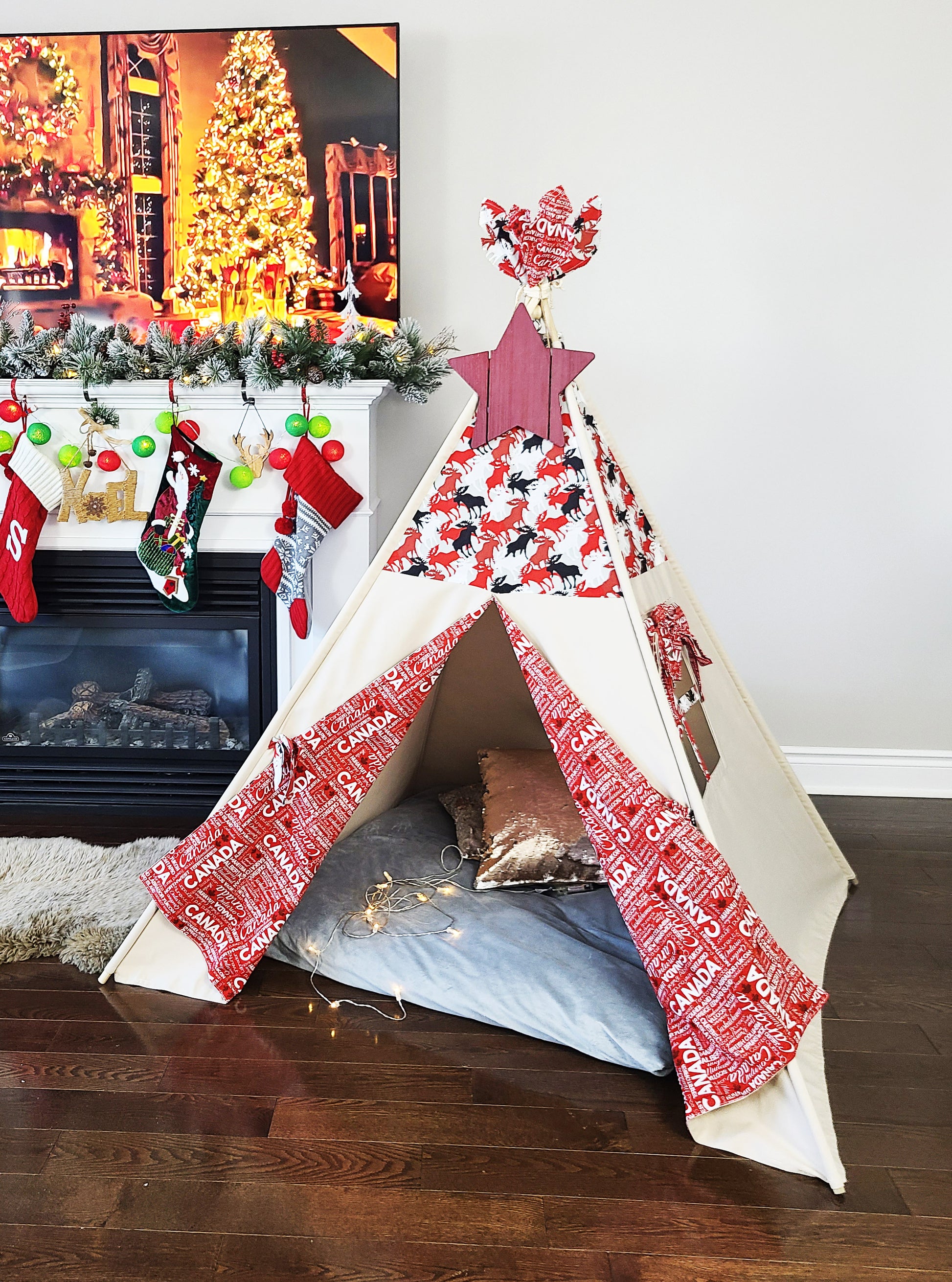 Canada Eh! Moose Red Taupe Teepee Tent image 4