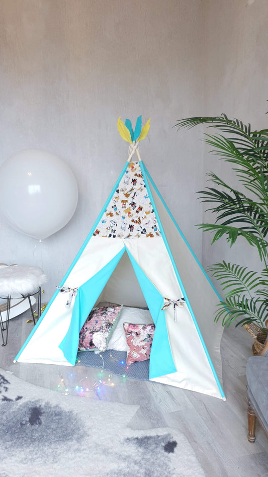 Dog Lovers Turquoise Ivory Teepee image 0