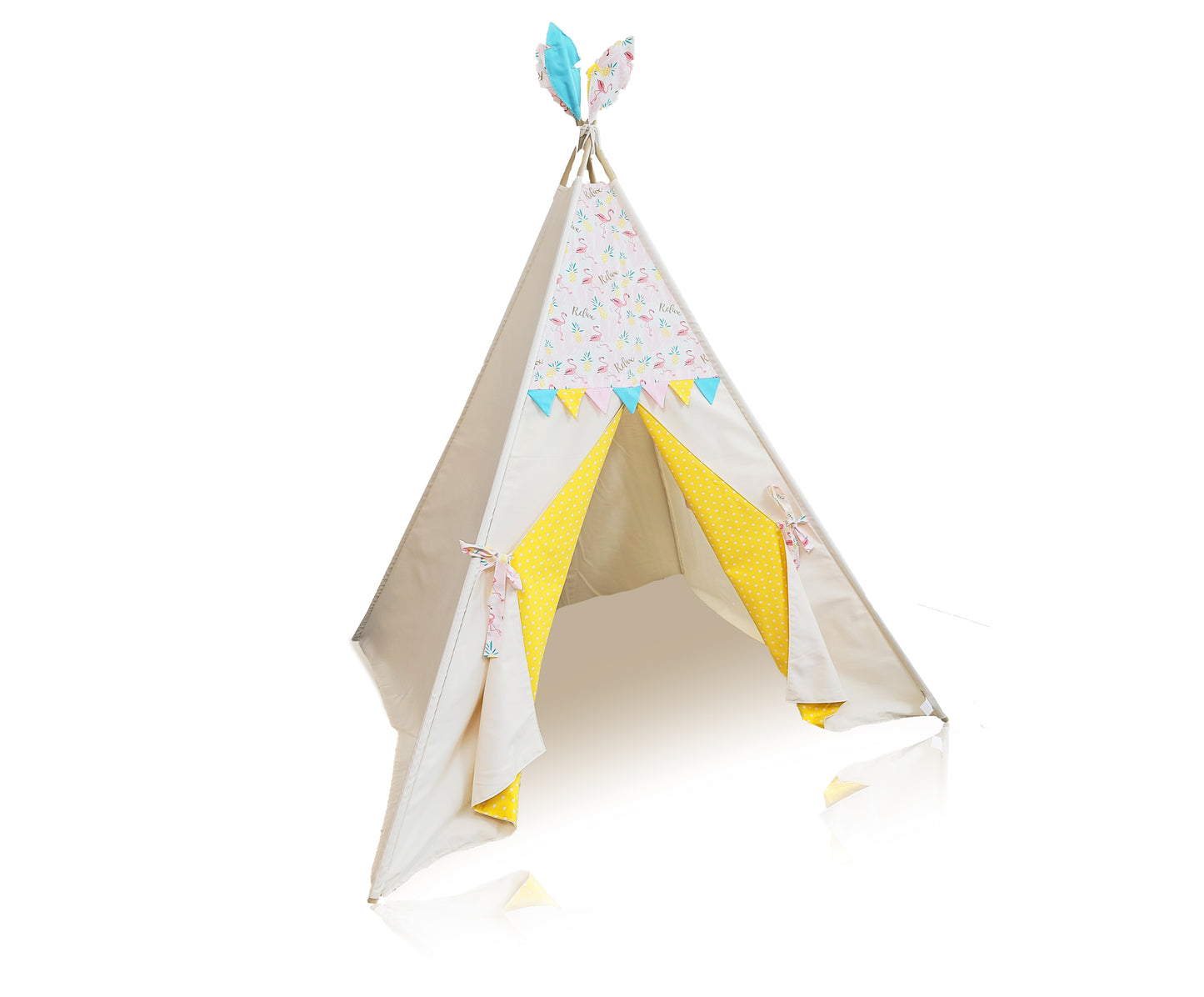 “Relax & Shine” Flamingo Teepee – With Window