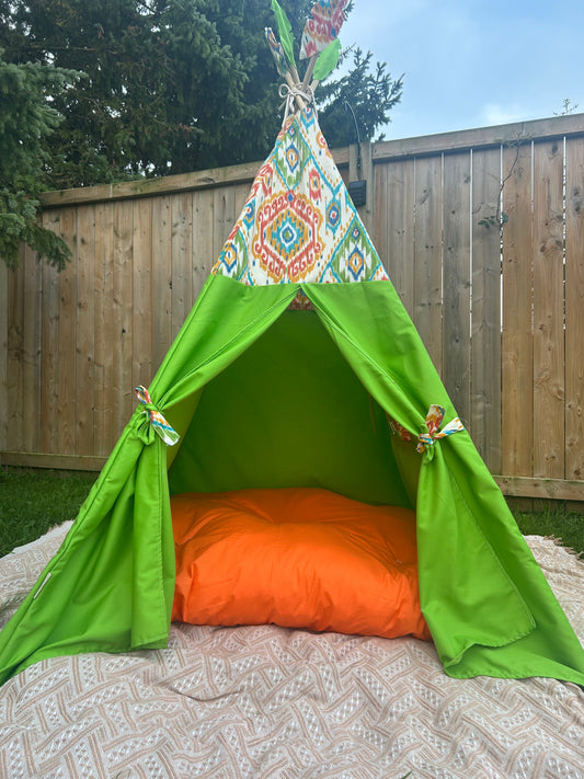 Citrus Splashtop Kids Teepee Tent – Green and Orange Play Tent
