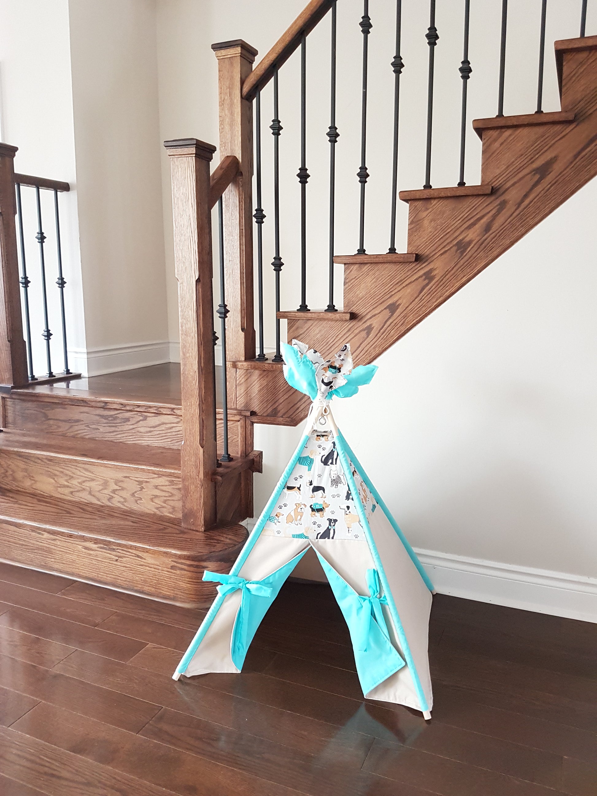 Best Friends Turquoise Lining  pet/kid teepee tent. image 6