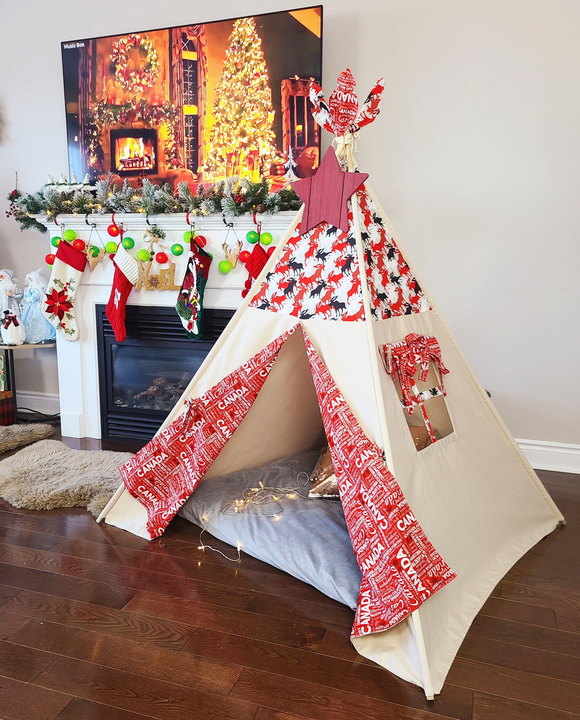 Canada Eh! Moose Red Taupe Teepee Tent image 0