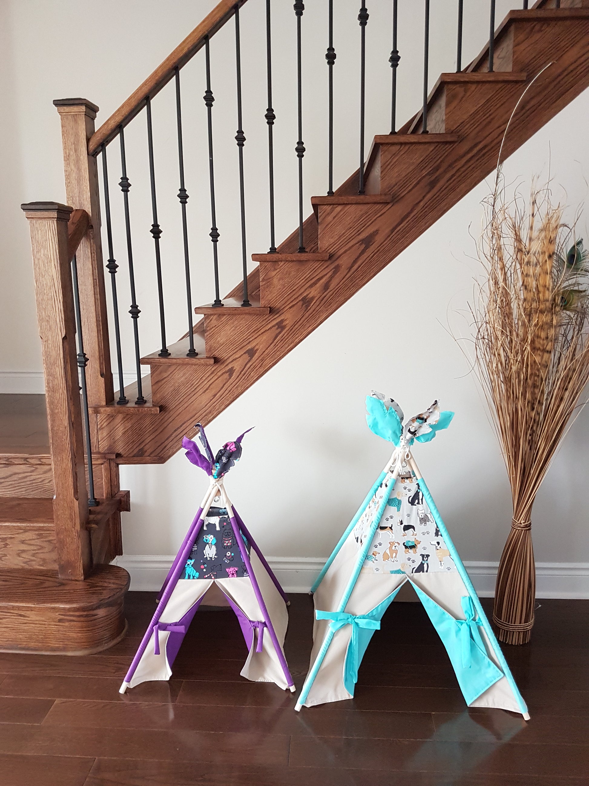 Best Friends Grey and Purple lining pet/kid teepee tent. image 2