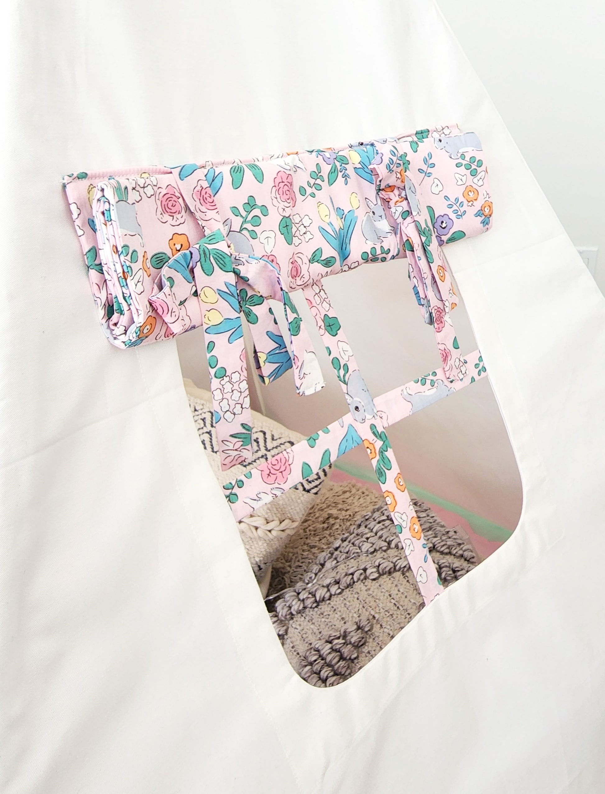 Off-white Girl's Play Teepee Tent with Pink Flowers Lining image 4