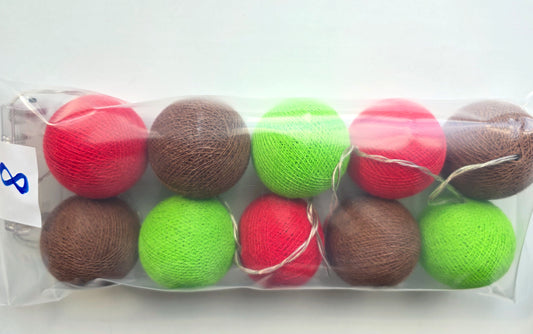 Lime Green Brown Red Balls String Light