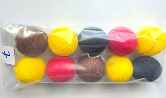 Yellow Brown Red Black Balls String Light