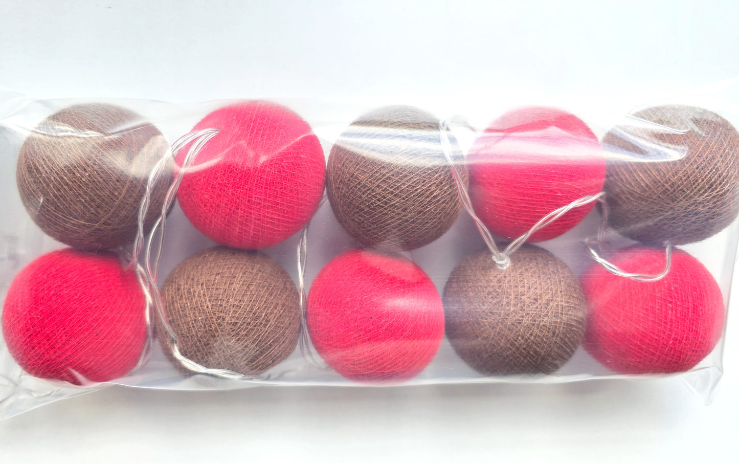Red / Brown Cotton Balls String Light