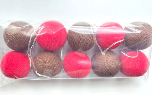 Red / Brown Cotton Balls String Light