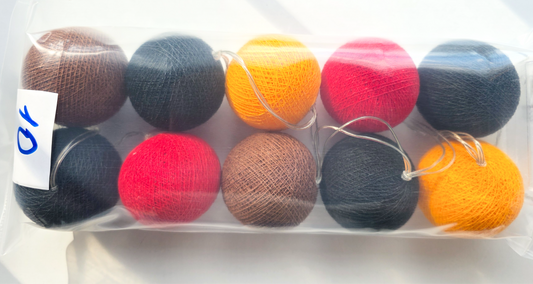 Black Brown Red Orange Balls String Light